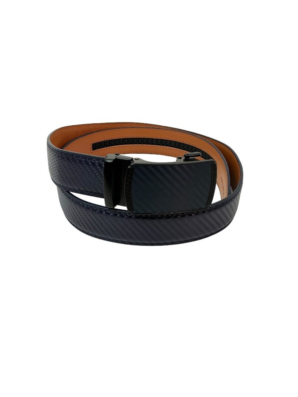 Bulliant Carbon Fiber Slide Ratchet Leather Belt Mens 28-34 Black